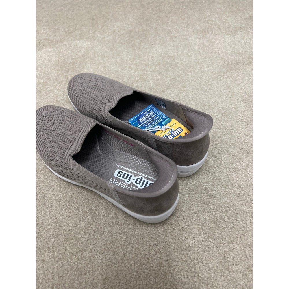 Skechers Hands Free Slip-ins Taupe Knit Sneakers 158873 Womens 8.5 NEW - Picture 2 of 7